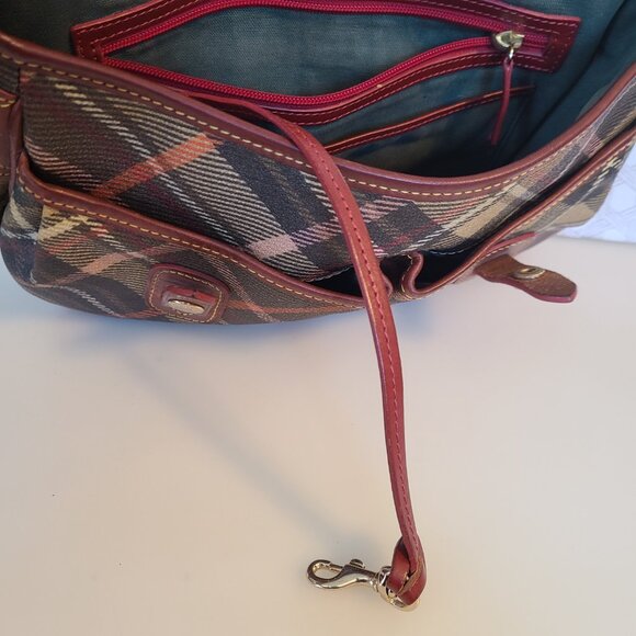 Dooney and Bourke Plaid Coated Canvas Bag w/ Adjustable Shoulder Strap - Picture 13 of 16